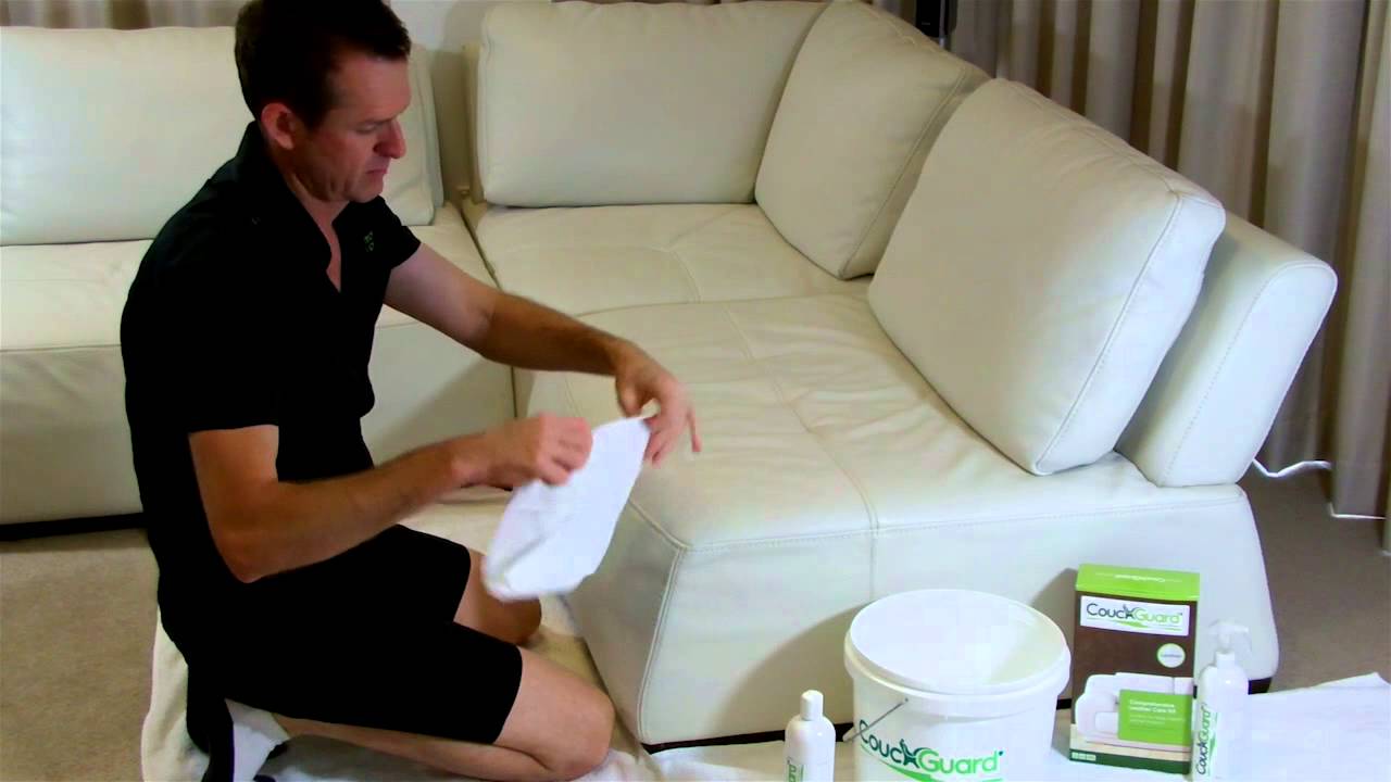 cleaning beige leather sofa