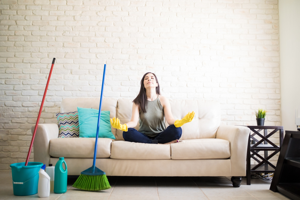 housewife getting ready for deep cleaning